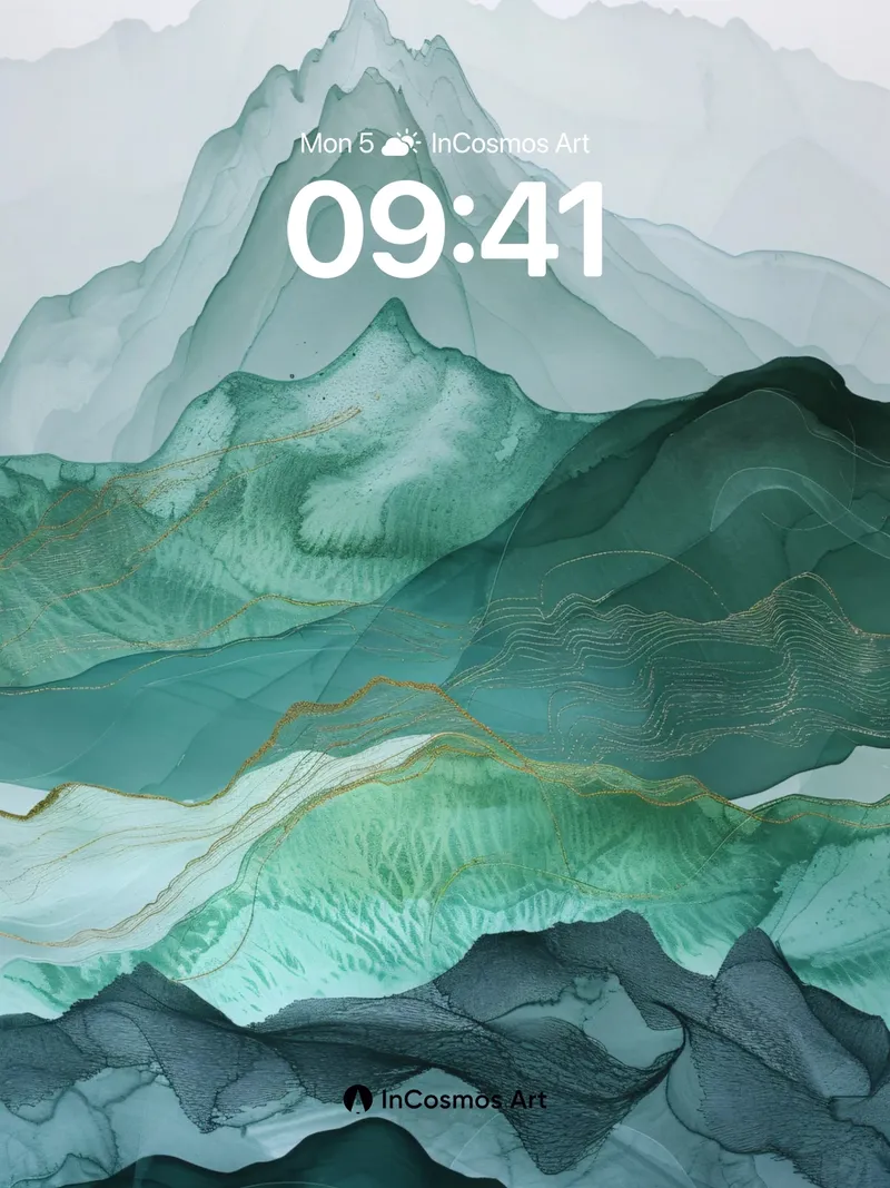 Mist-Swept Jade Wallpaper with Golden Veins