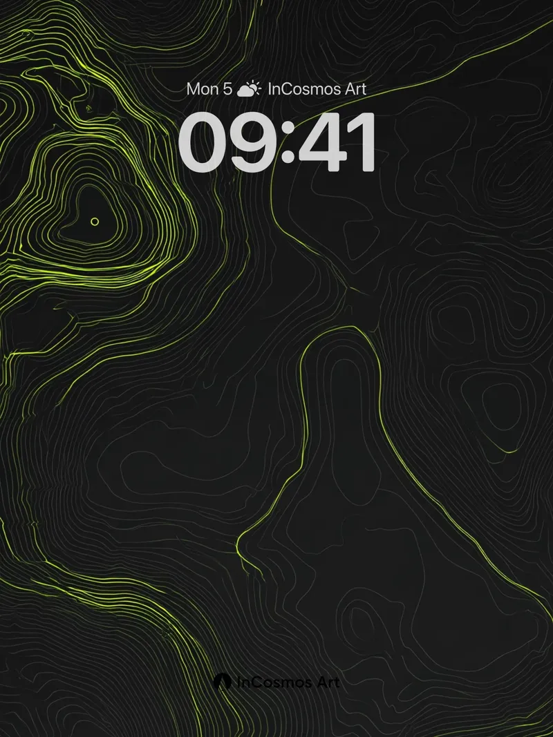 Neon Topography Wallpaper with Hidden Contours