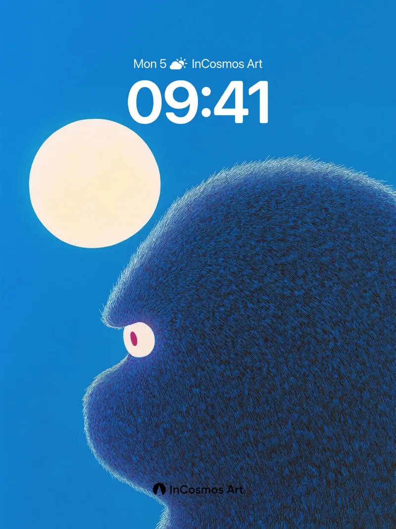 Moonlit Silhouette Wallpaper with Fuzzy Depth