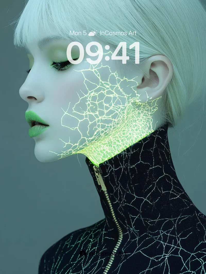 Neon Veil Wallpaper with Living Circuitry