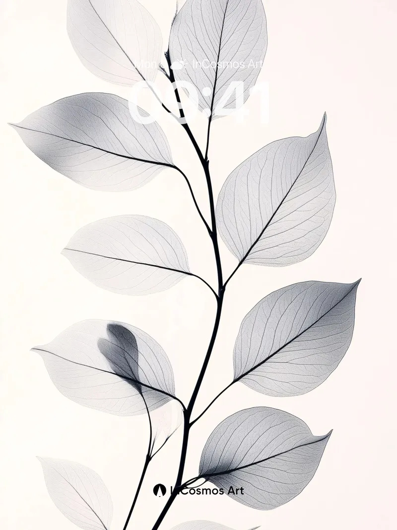 Serenity Leaf Vein Wallpaper with Ethereal Light