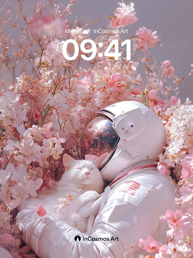 Serenity in Bloom Wallpaper with Astral Embrace