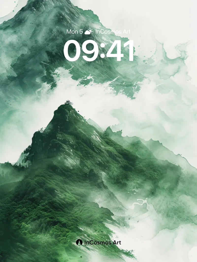 Mist-Woven Peaks Wallpaper with Whispering Greens