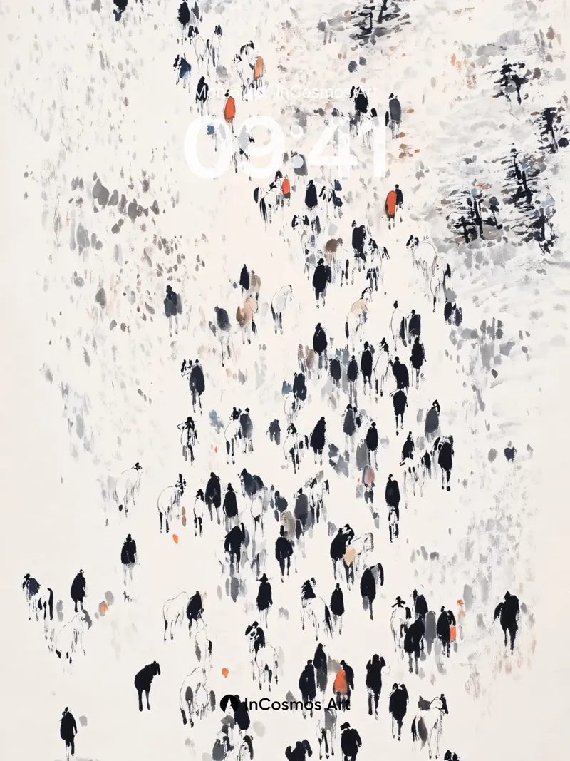 Silent March Wallpaper with Ink-Blot Figures