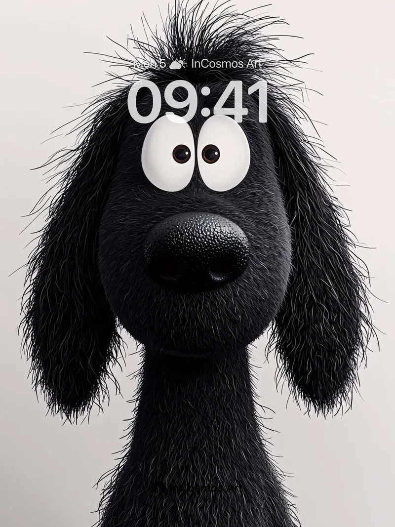 Whimsical Furry Gaze Wallpaper with Animated Eyes
