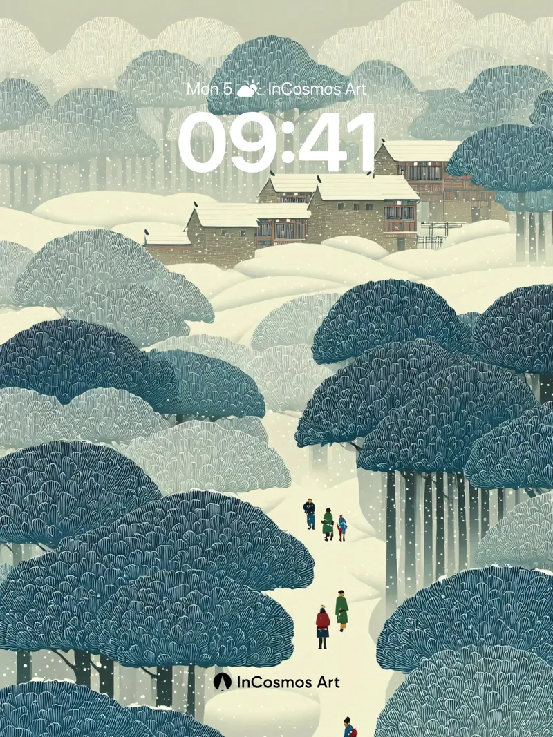 Snowfall Serenity Wallpaper with Whispering Pines