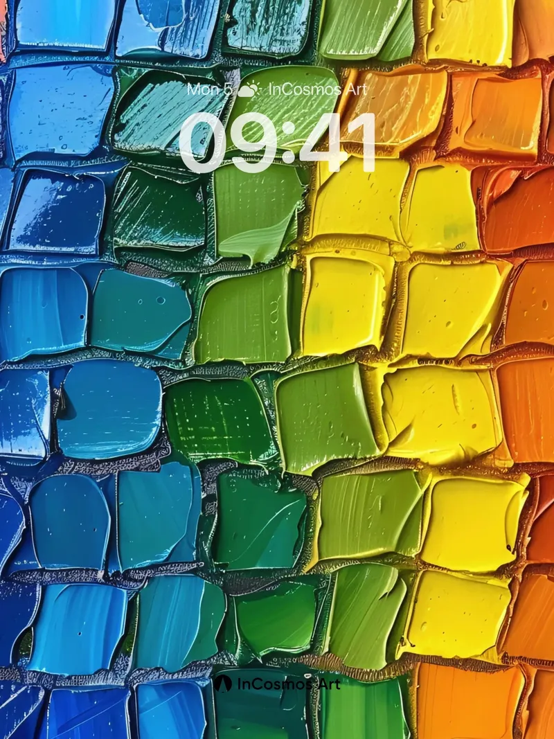 Rainbow Mosaic Wallpaper with Liquid Light