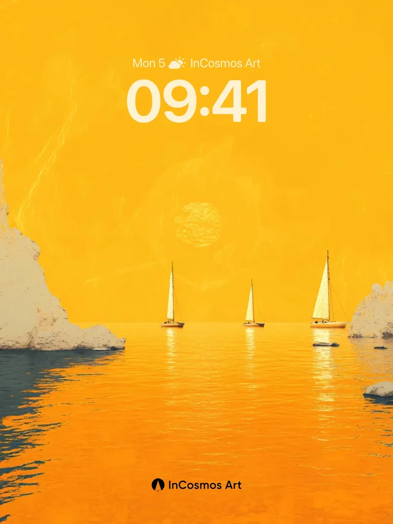Golden Hush Wallpaper with Floating Sails