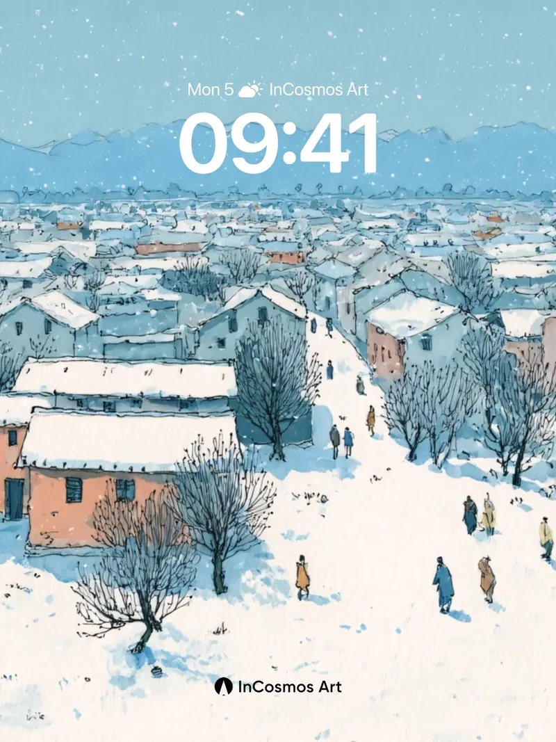 Silent Snowfall Wallpaper with Village Hush