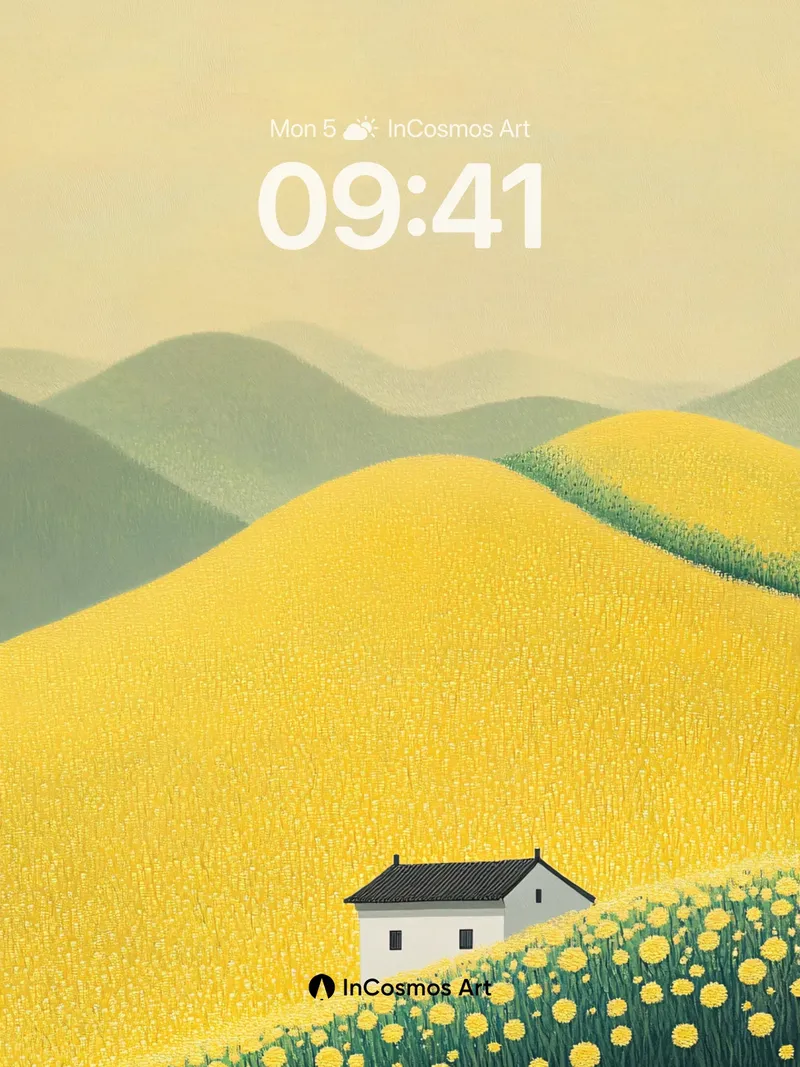 Golden Hush Wallpaper with Dandelion Whispers