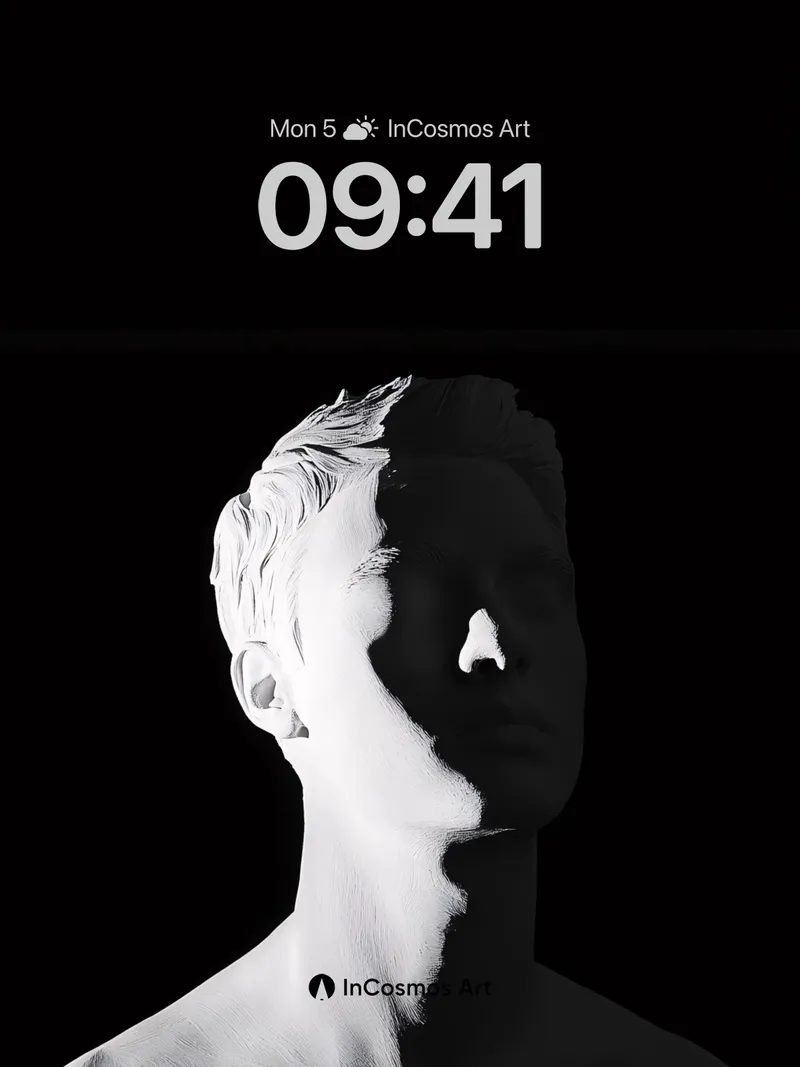 Shadow Sculpture Wallpaper with Monochrome Contrast