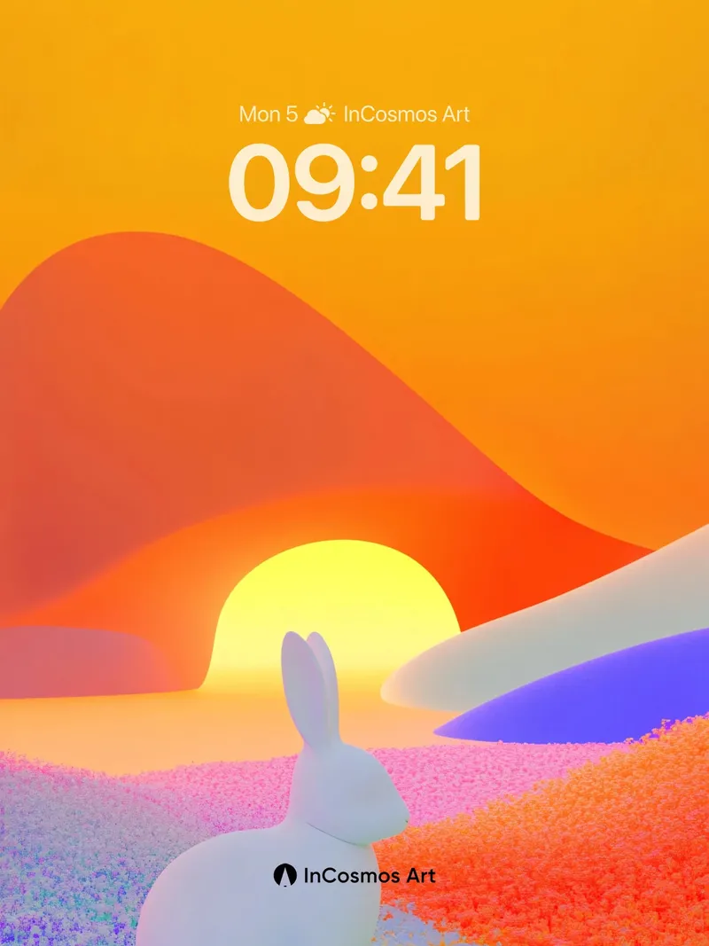 Serenity Hare Wallpaper with Rainbow Dunes