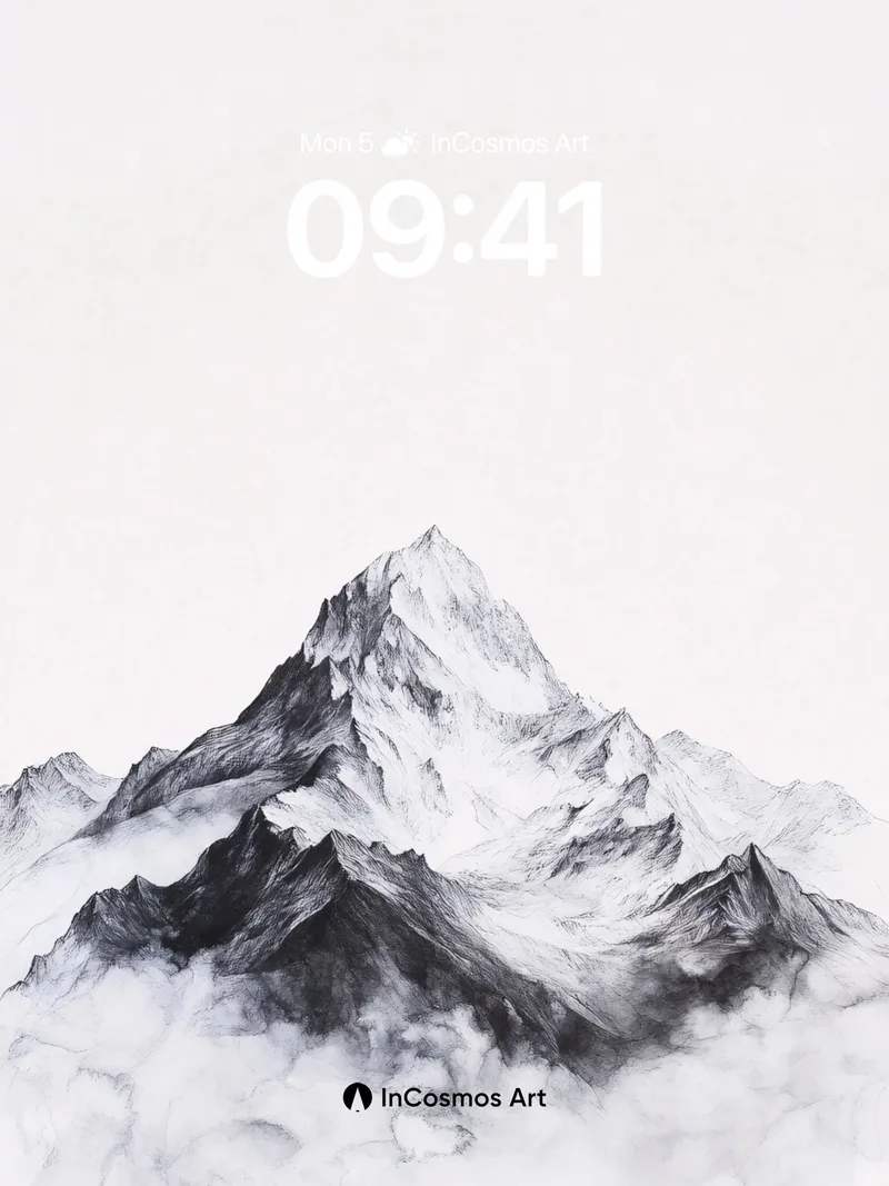 Silent Summit Wallpaper in Ink and Mist