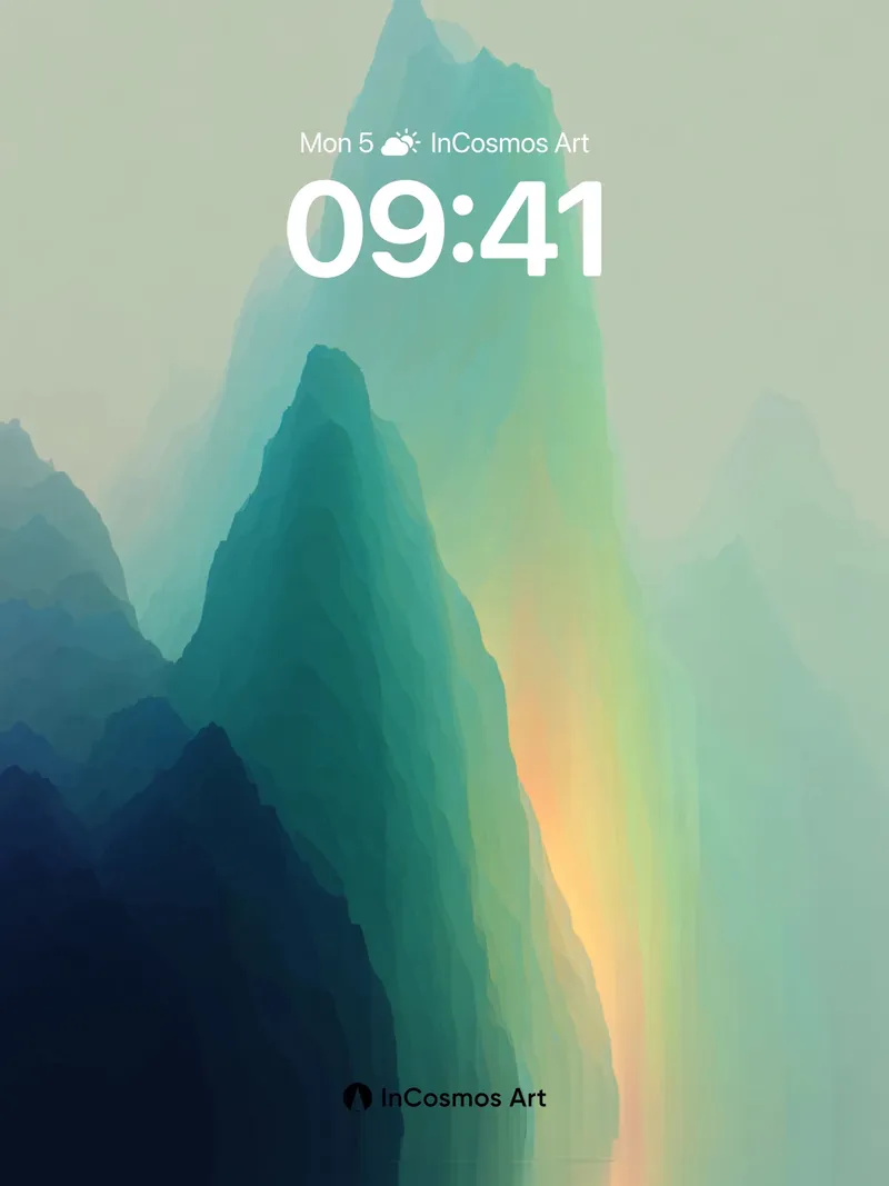 Spectral Summit Wallpaper with Ethereal Light Veil