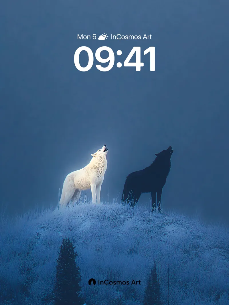 Frost Echo Wallpaper with Dual Howls