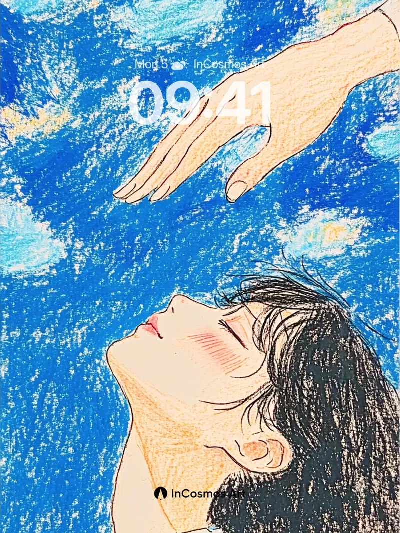 Skyward Reach Wallpaper with Floating Hands