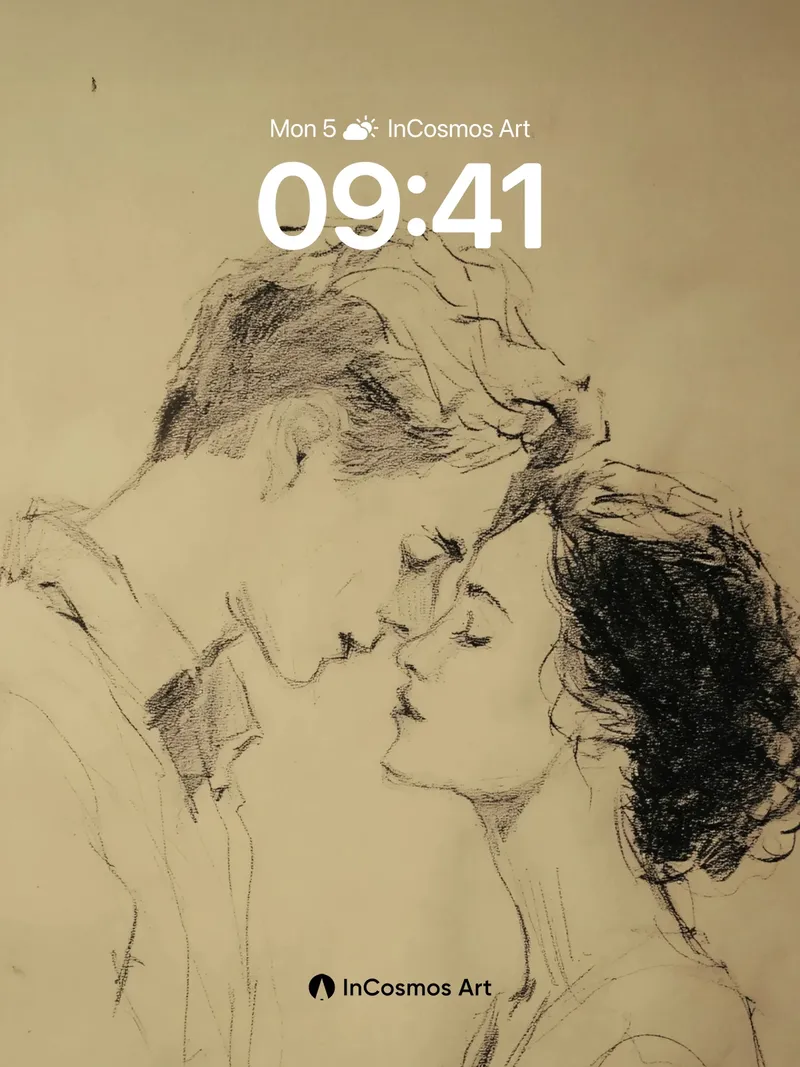 Whispering Lines Wallpaper with Intimate Sketch