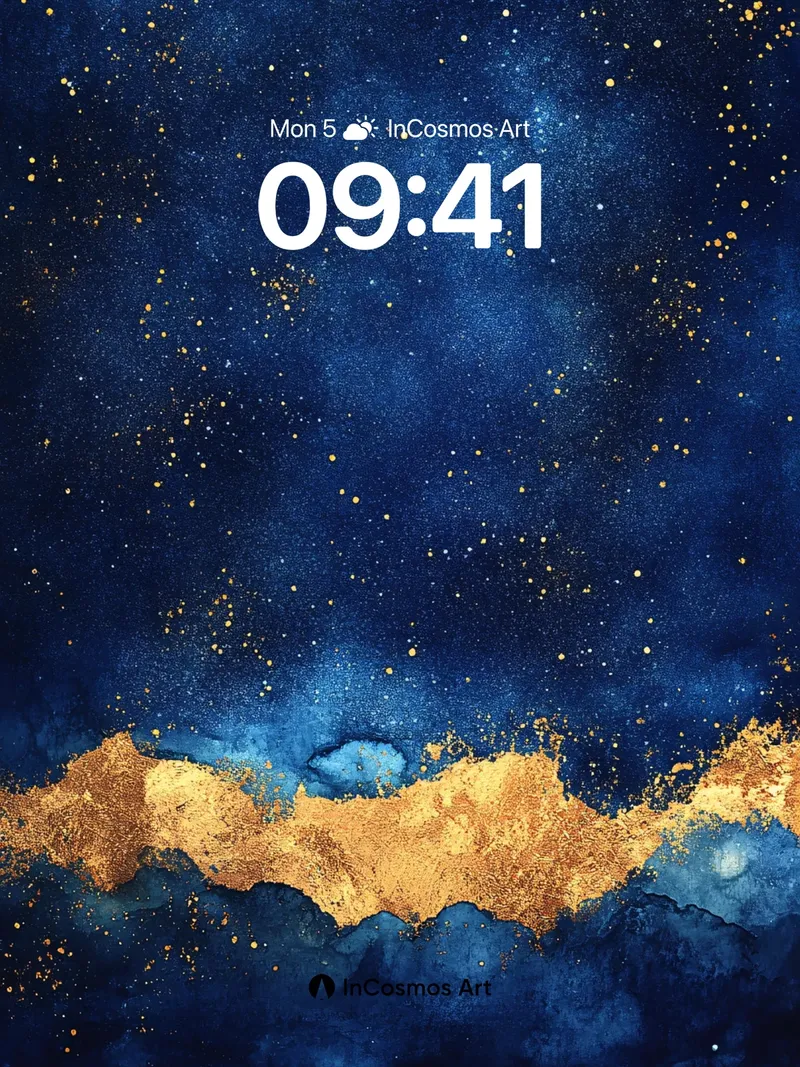 Cosmic Gold Dust Wallpaper with Starlit Veil