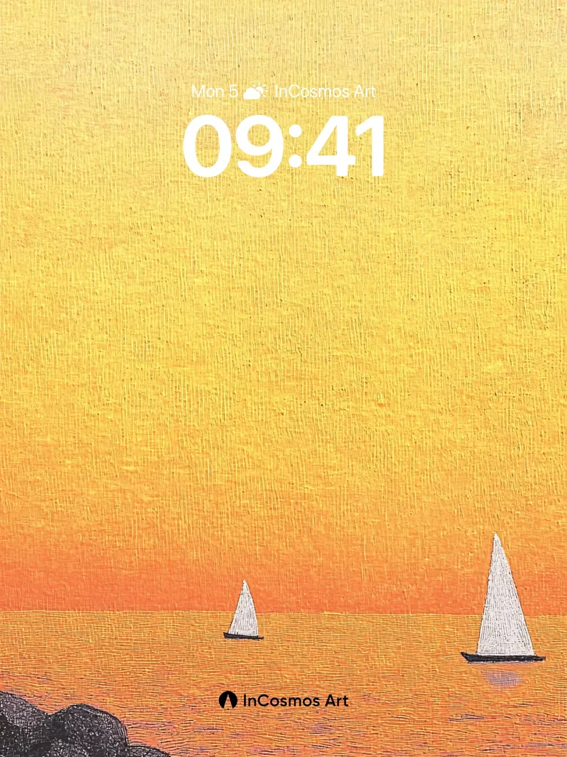 Golden Hush Wallpaper with Sailing Silhouettes