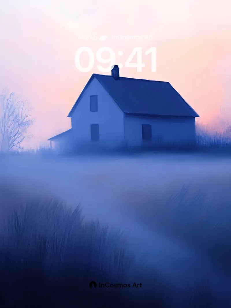Fog-Weave Cottage Wallpaper with Twilight Hush