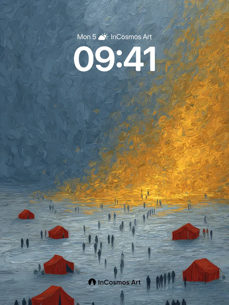 Golden Storm Wallpaper with Red Tents