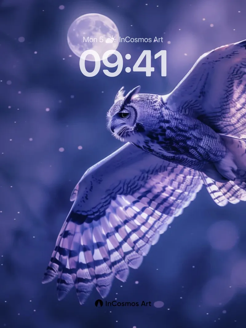 Moonlit Flight Wallpaper with Feathered Shadows
