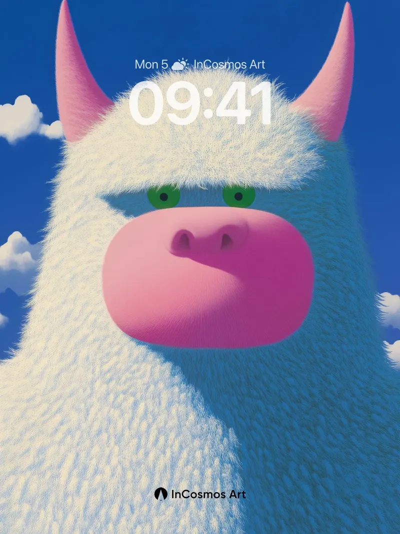 Playful Frost Beast Wallpaper with Pink Horns