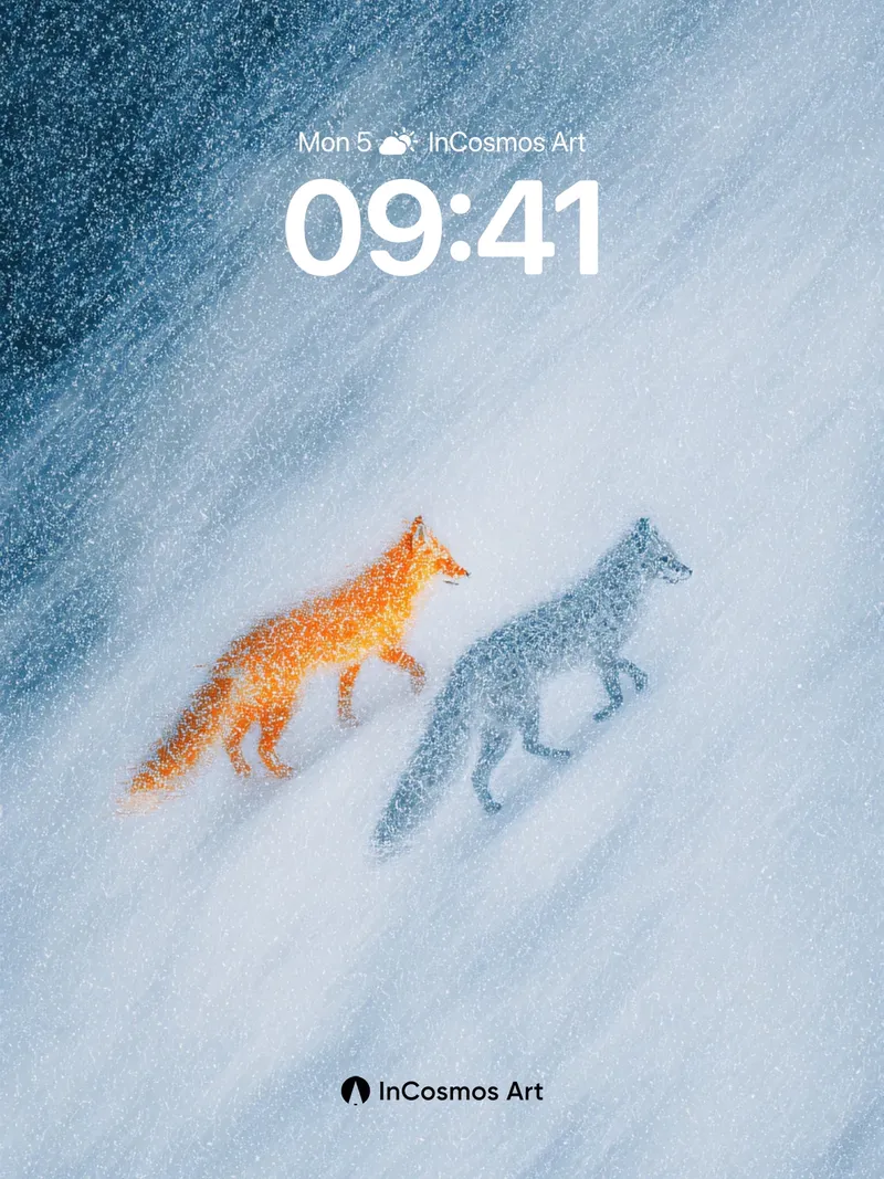 Frost Echo Wallpaper with Dual Fox Silhouettes