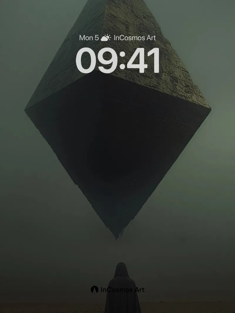 Mystic Void Wallpaper with Floating Pyramid