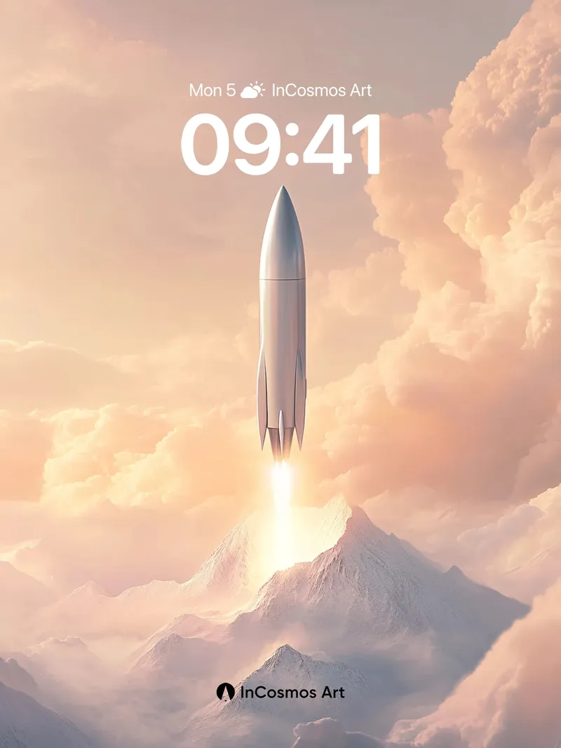 Ascendant Flame Wallpaper with Mountain Apex