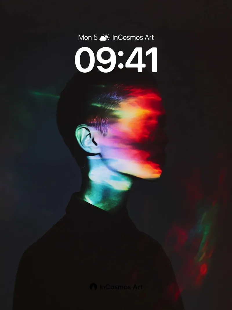 Neon Mirage Wallpaper with Shadowed Profile