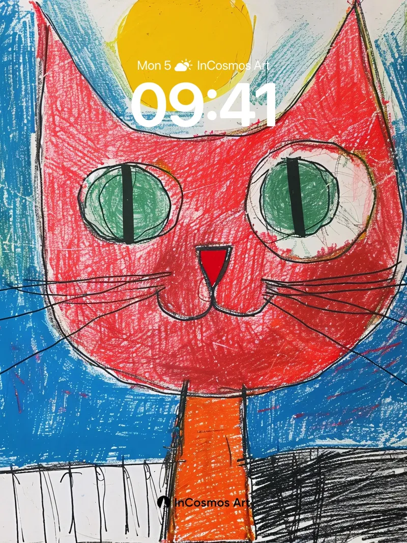 Whimsical Feline Wallpaper with Sunlit Eyes