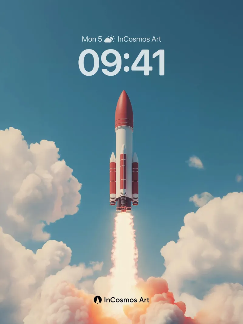 Ascendant Flame Wallpaper with Cloud-Embraced Launch