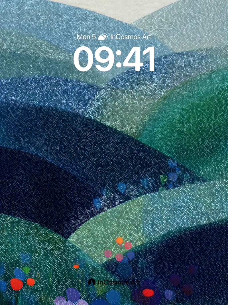 Muted Valley Wallpaper with Dotted Blooms