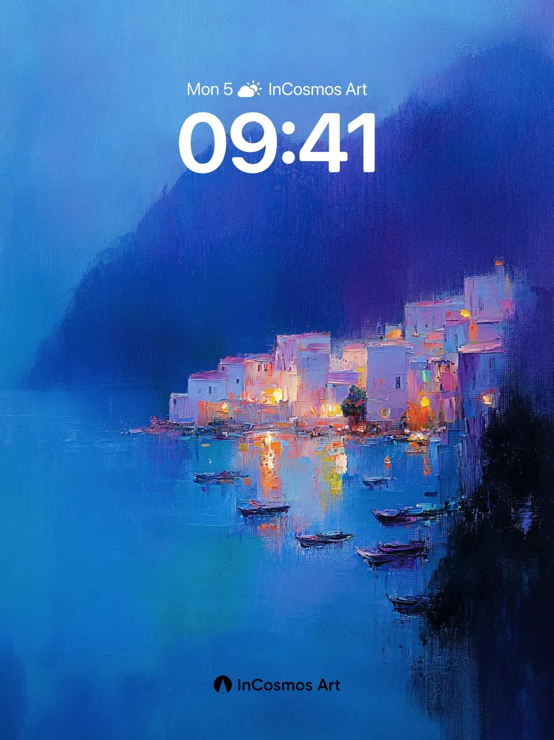 Luminous Cove Wallpaper with Floating Lights