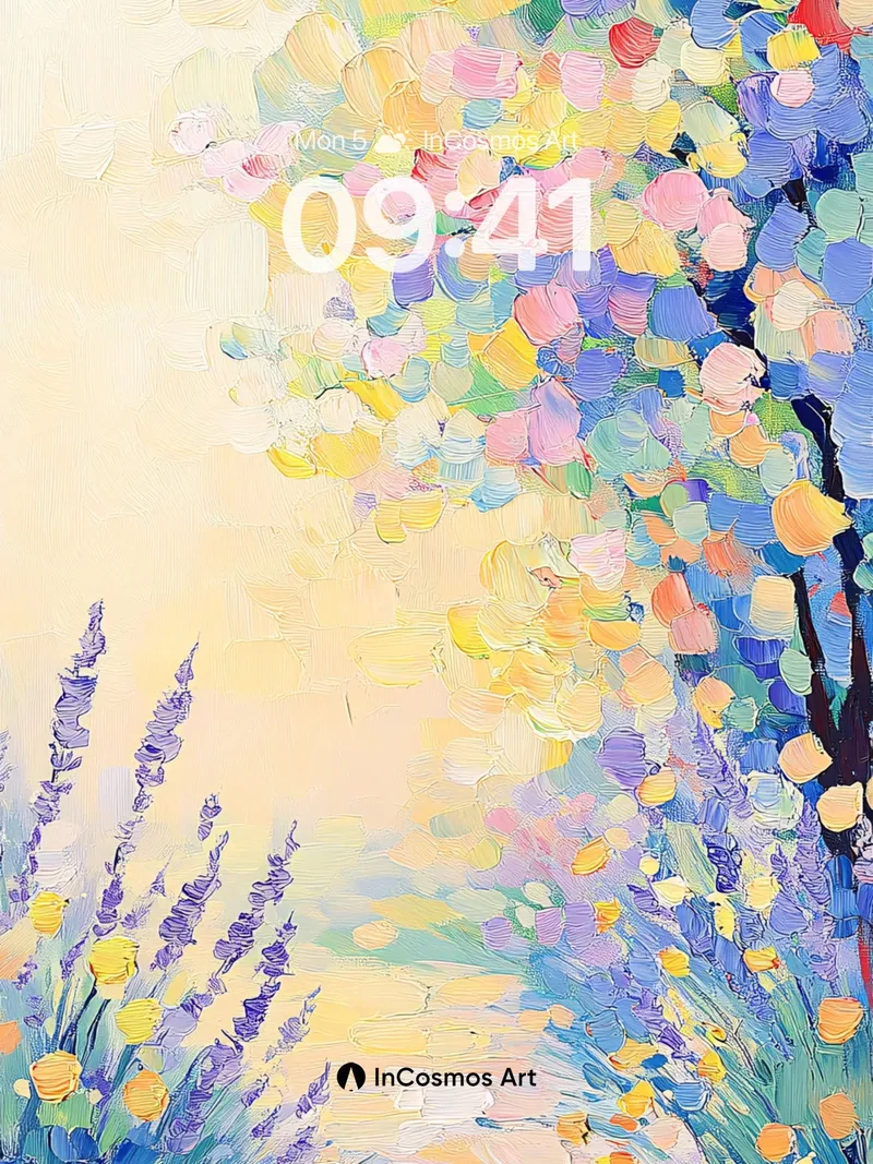 Luminous Garden Wallpaper with Floating Petals