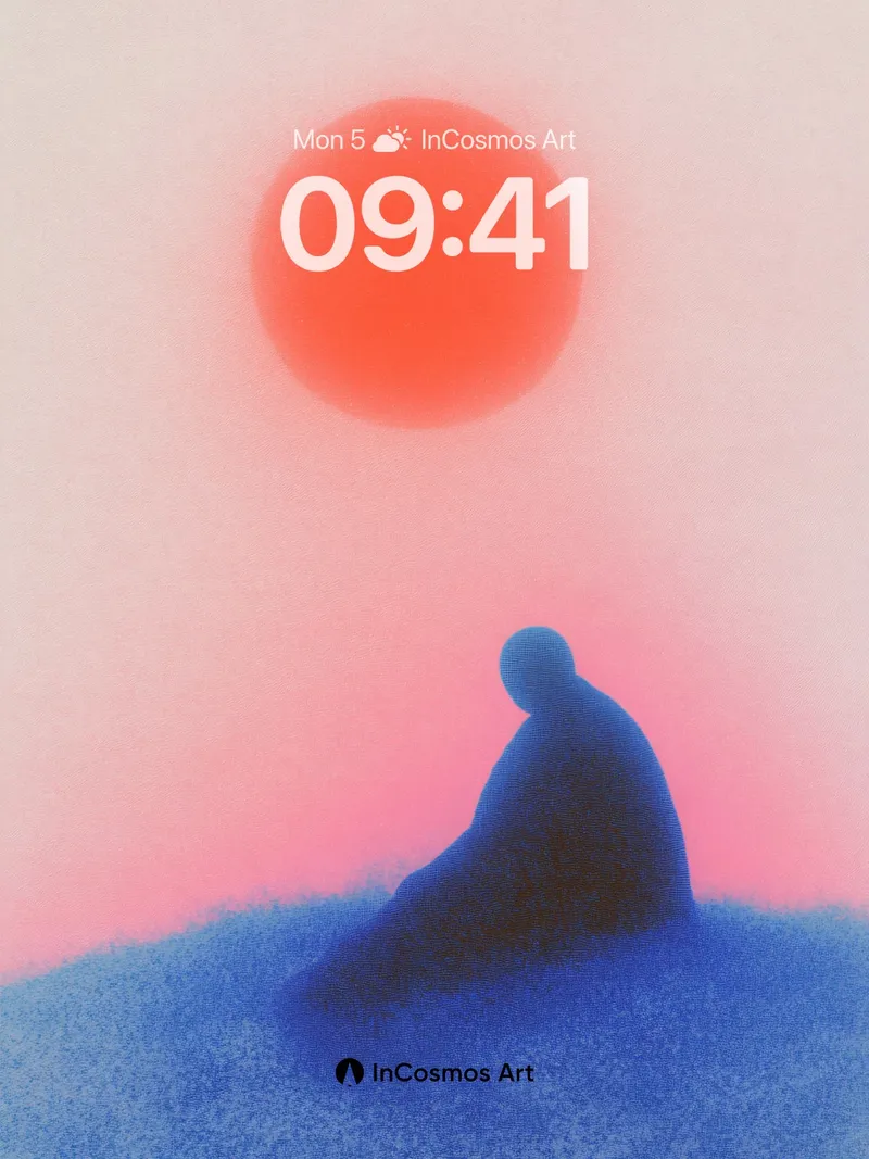 Serenity Sunset Wallpaper with Floating Silhouette