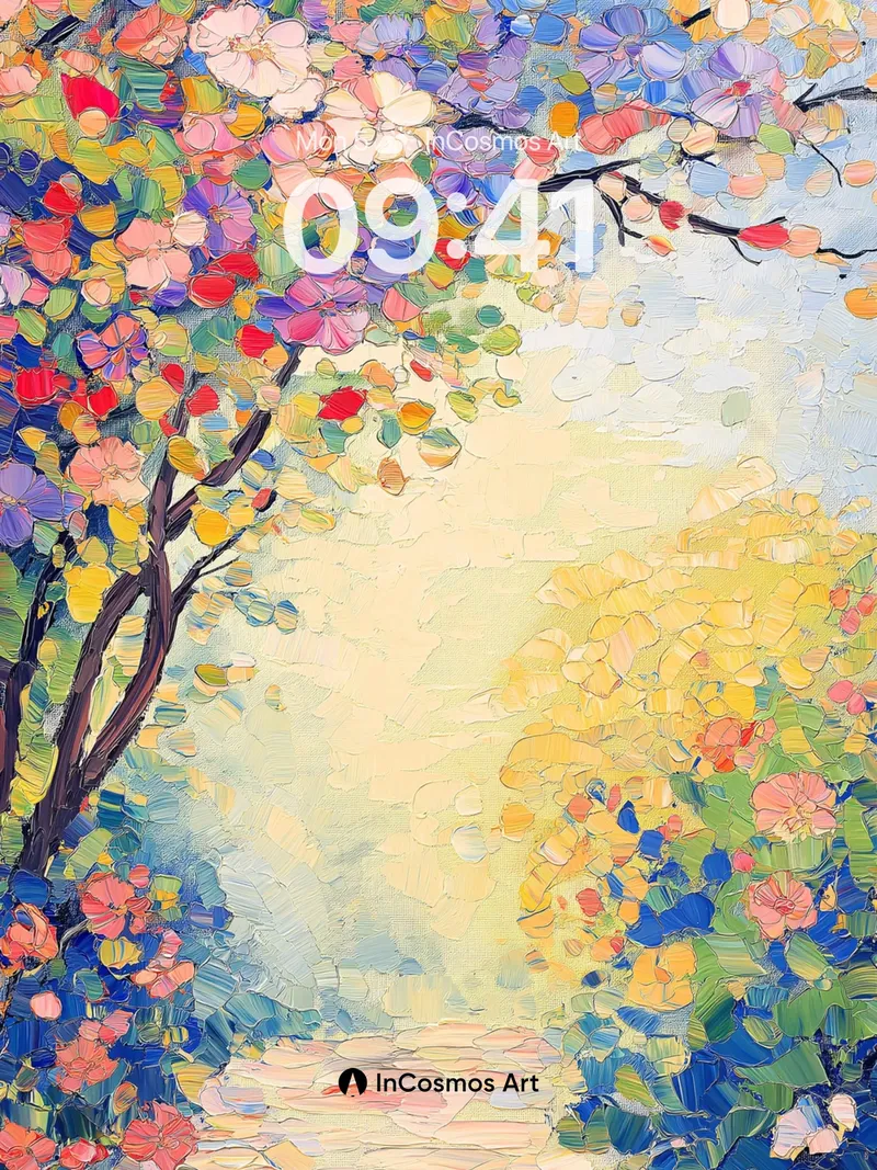 Luminous Garden Wallpaper with Impressionist Bloom