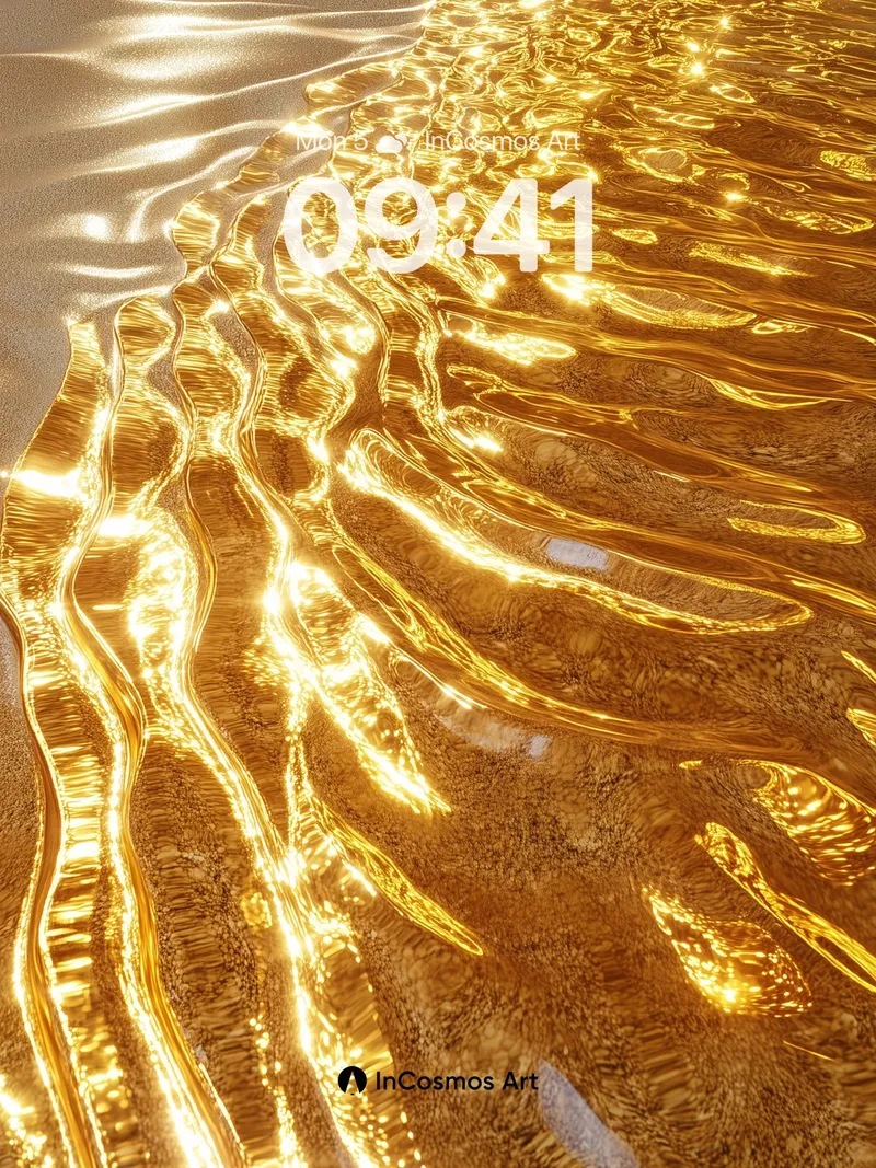 Golden Current Wallpaper with Liquid Light