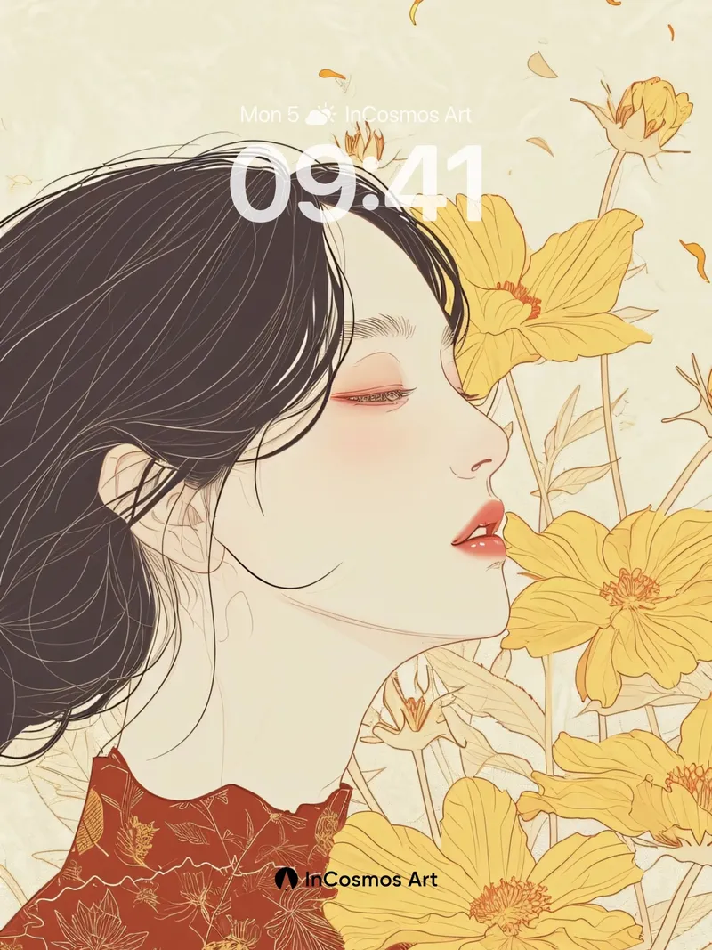 Golden Hush Wallpaper with Whispering Petals