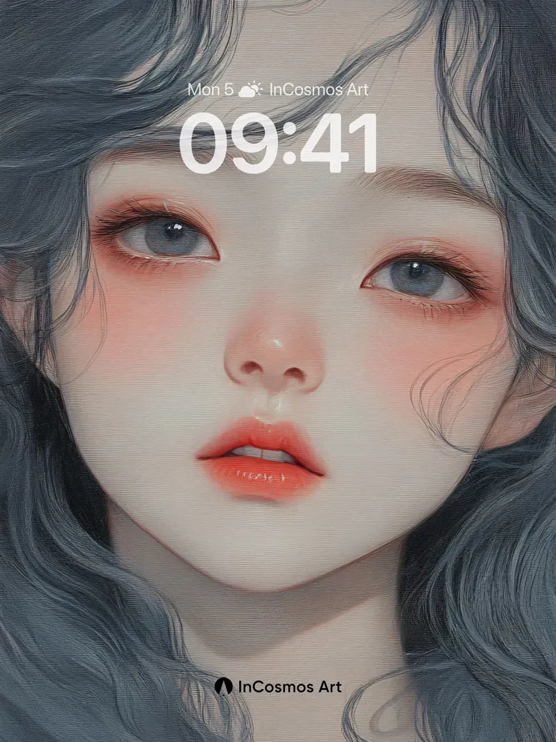 Luminous Mist Wallpaper with Silver Tresses