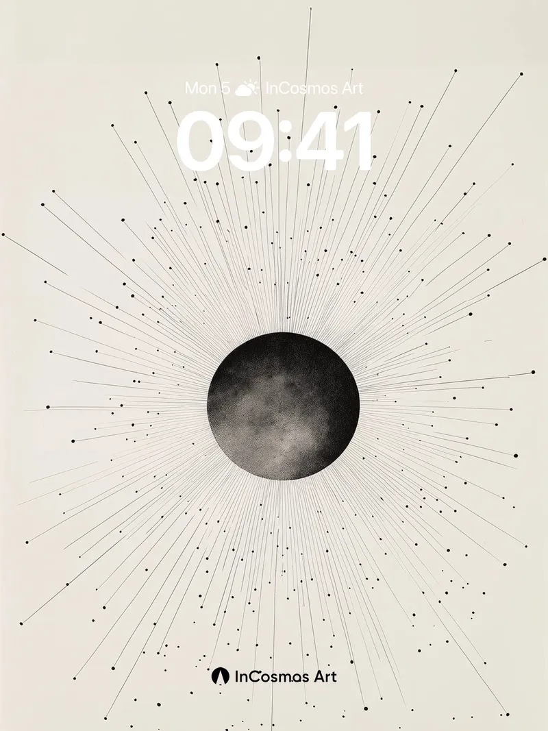Quiet Eclipse Wallpaper with Radiant Lines
