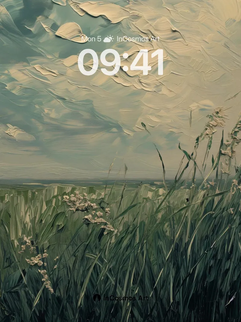 Whispering Meadow Wallpaper with Cloud-Brushed Sky
