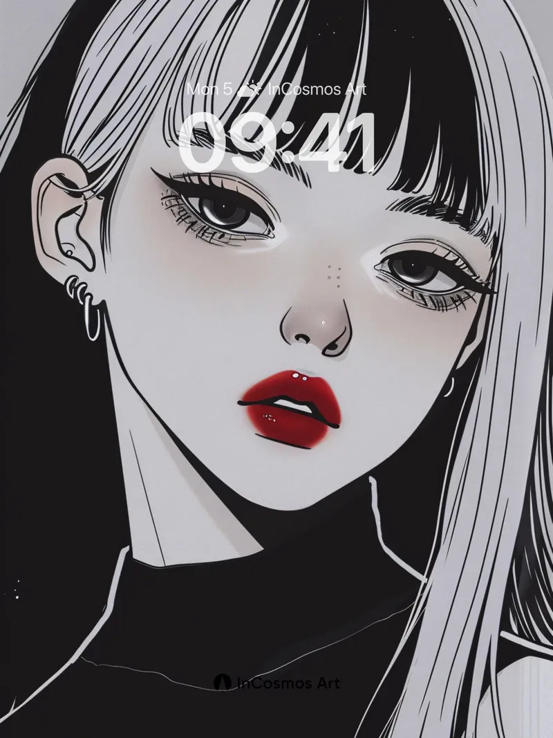 Silent Gaze Wallpaper with Crimson Lips