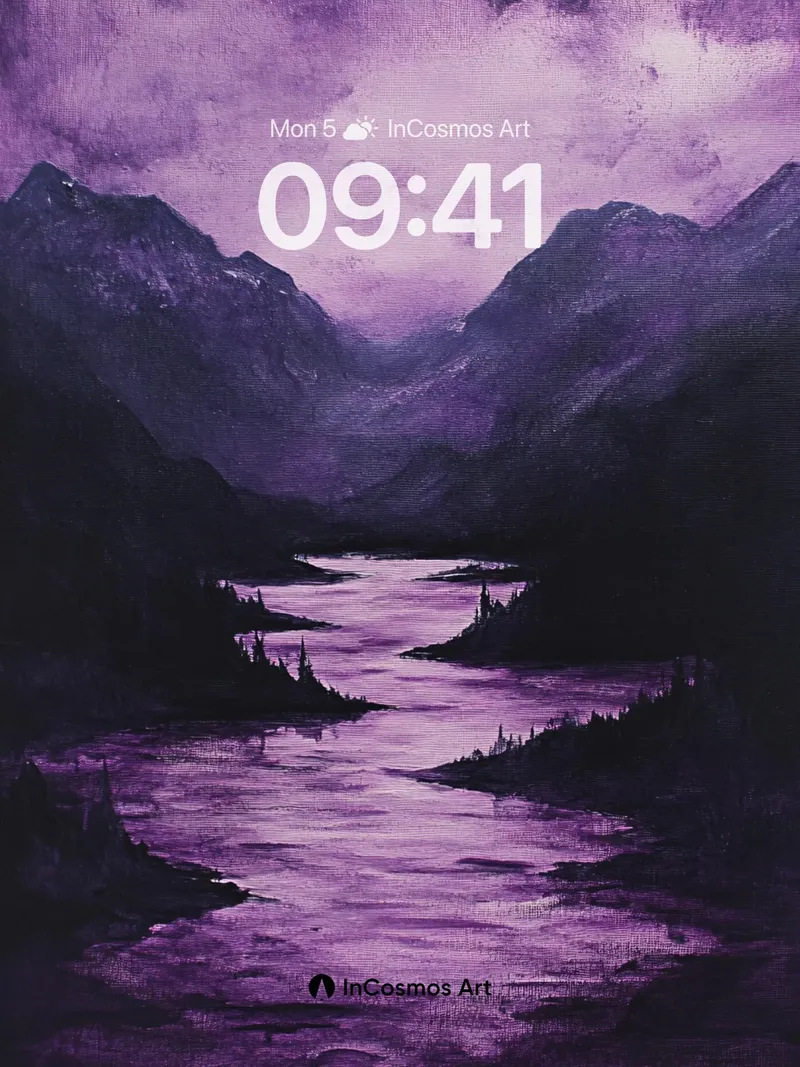 Mystic Riverflow Wallpaper in Violet Hush