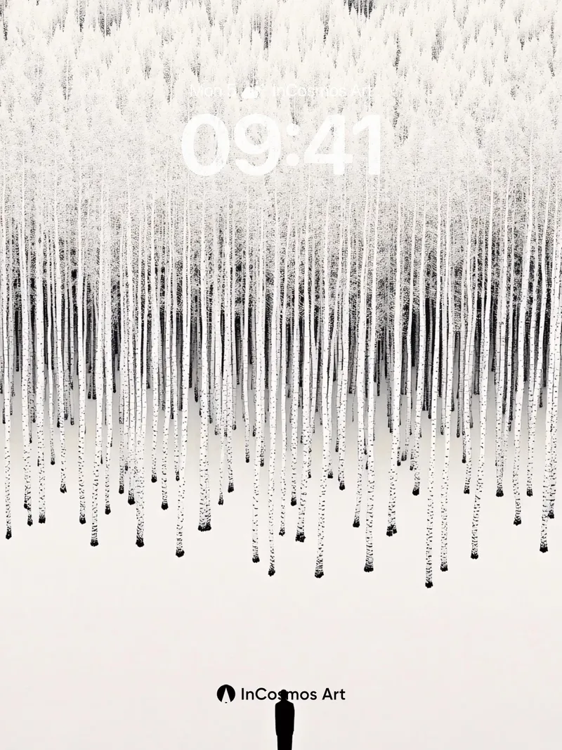Solitary Silence Wallpaper with Birch Forest Echo