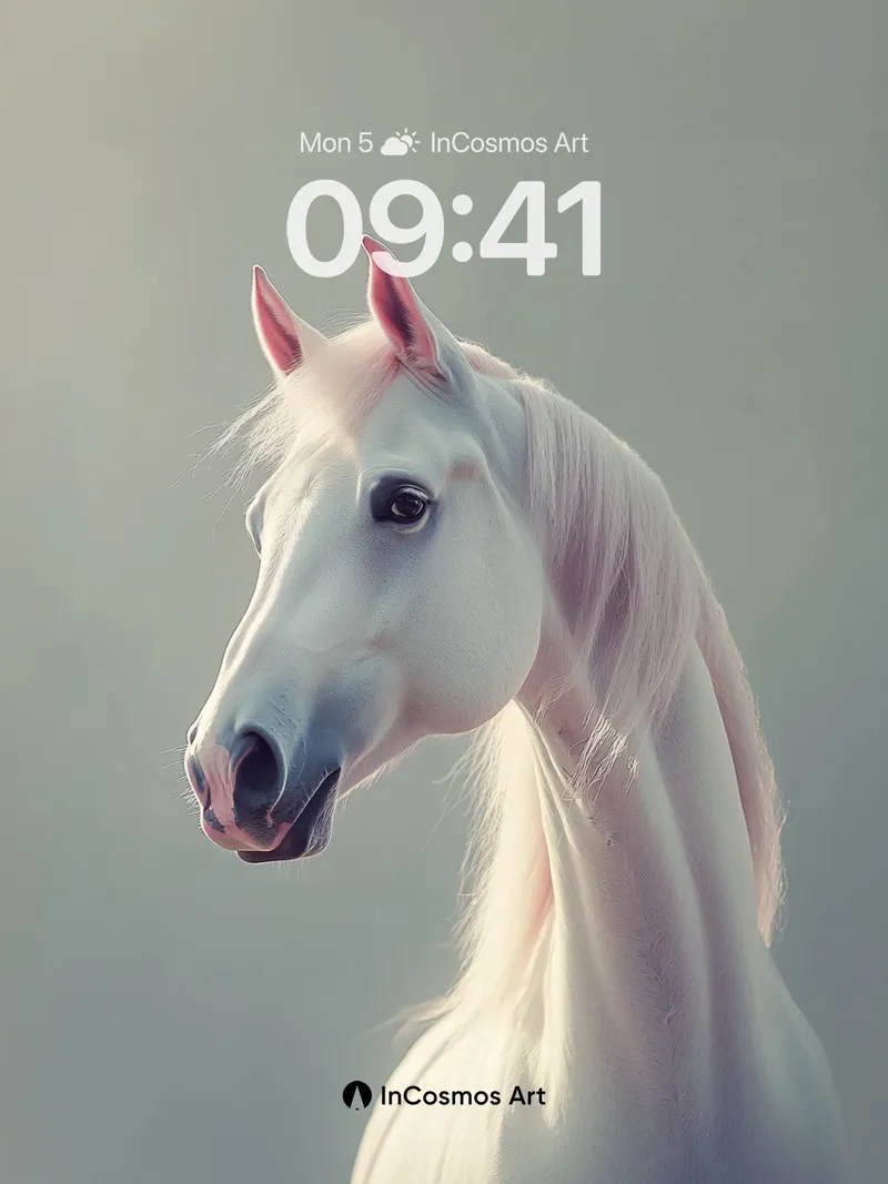 Serene White Horse Wallpaper with Ethereal Light