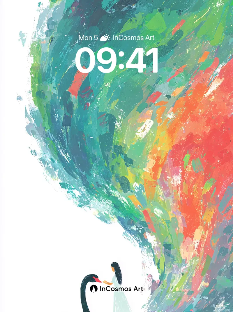 Whispering Wave Wallpaper with Swan's Embrace