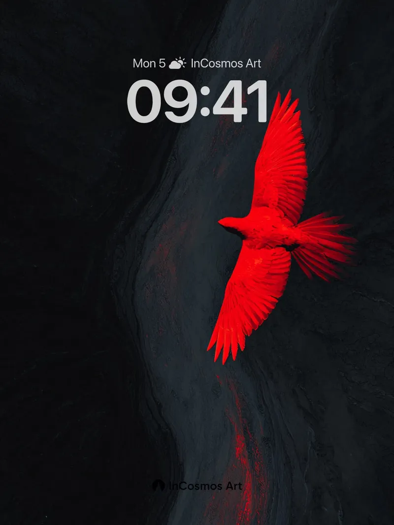 Crimson Flight Wallpaper with Shadowed Depths