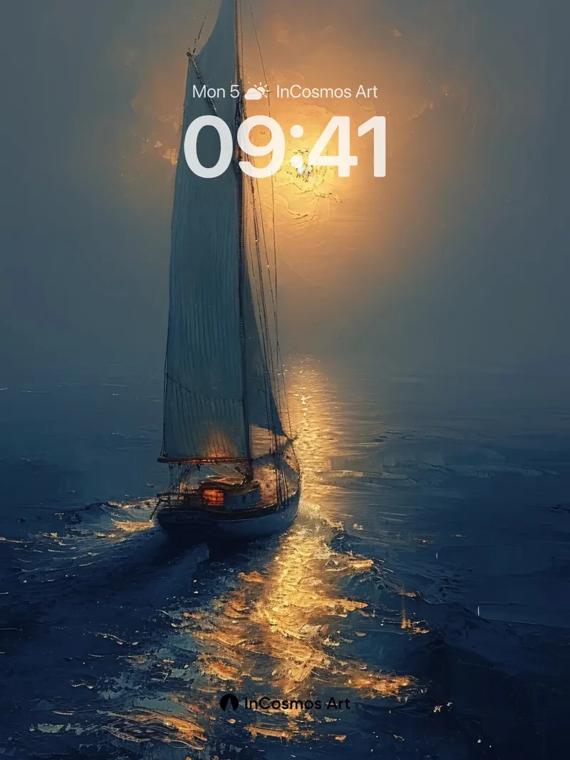 Golden Hush Sailboat Wallpaper with Sunlit Path